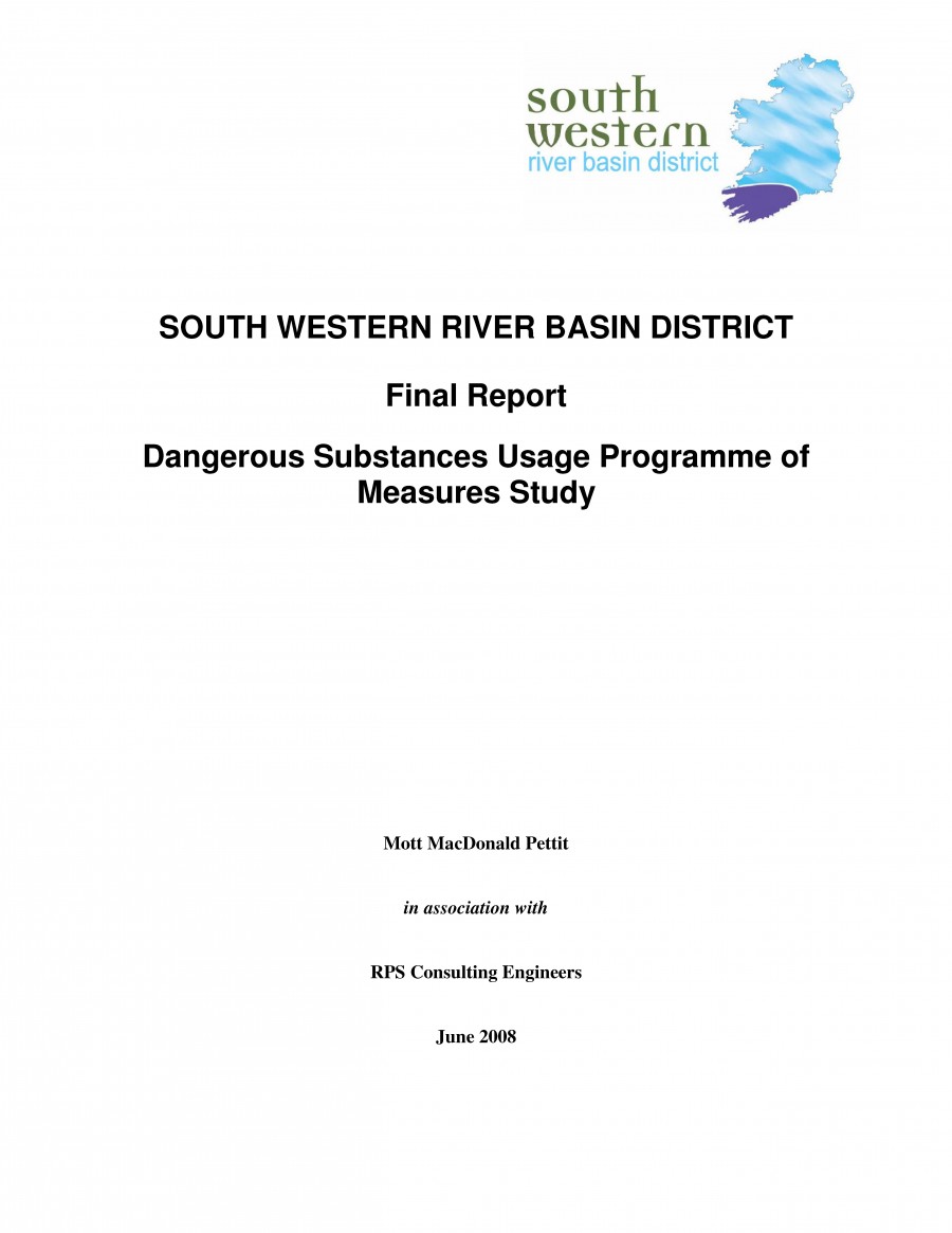 Dangerous Substances Usage Programme of Measures Study (2008)
