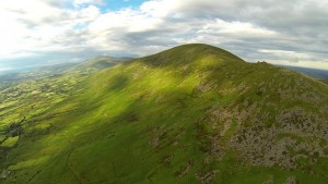 An aerial shot of the Blackstairs Mountains