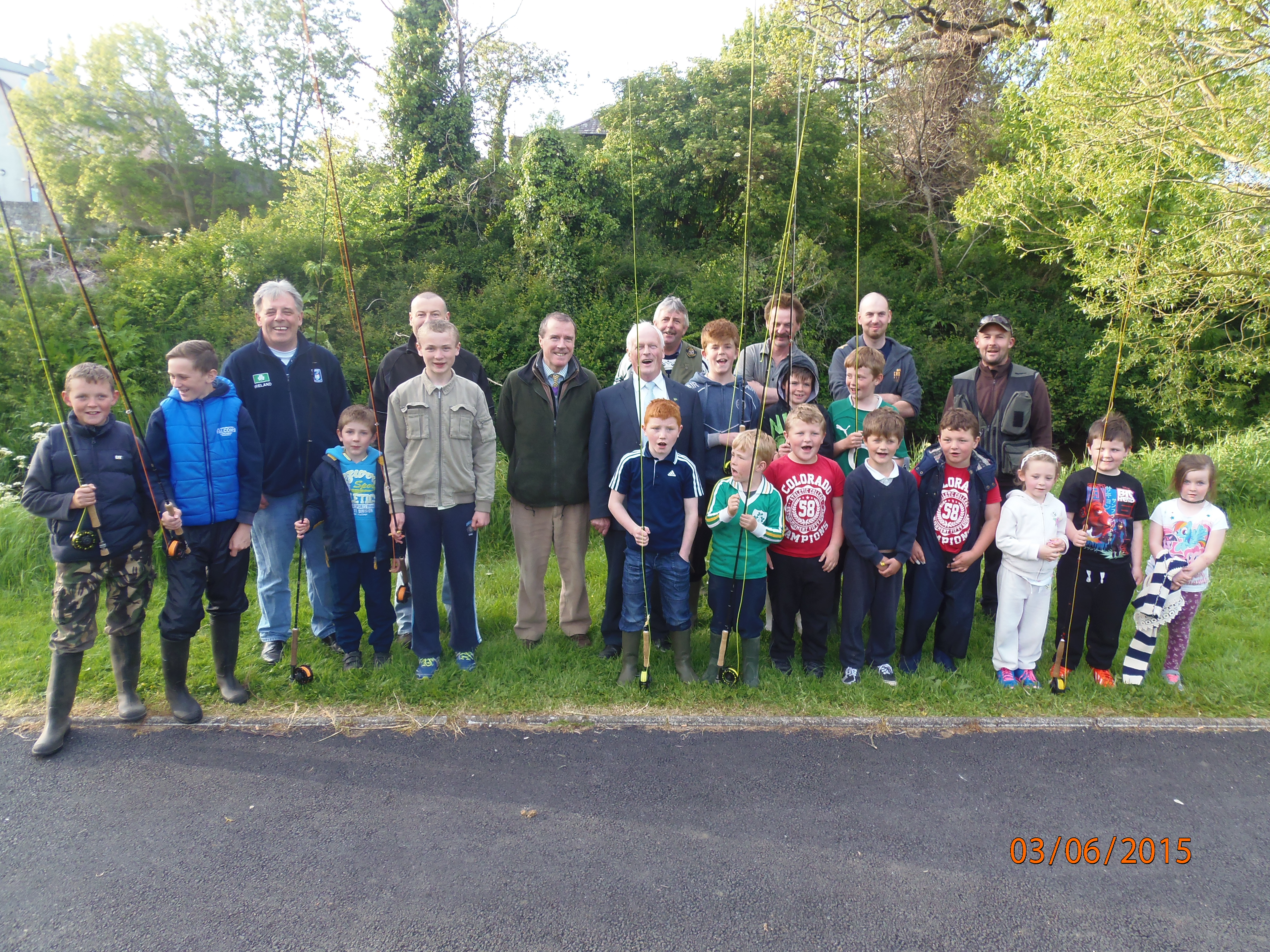 Local Angling Club and children using rods sponsored by Limerick City and County Council