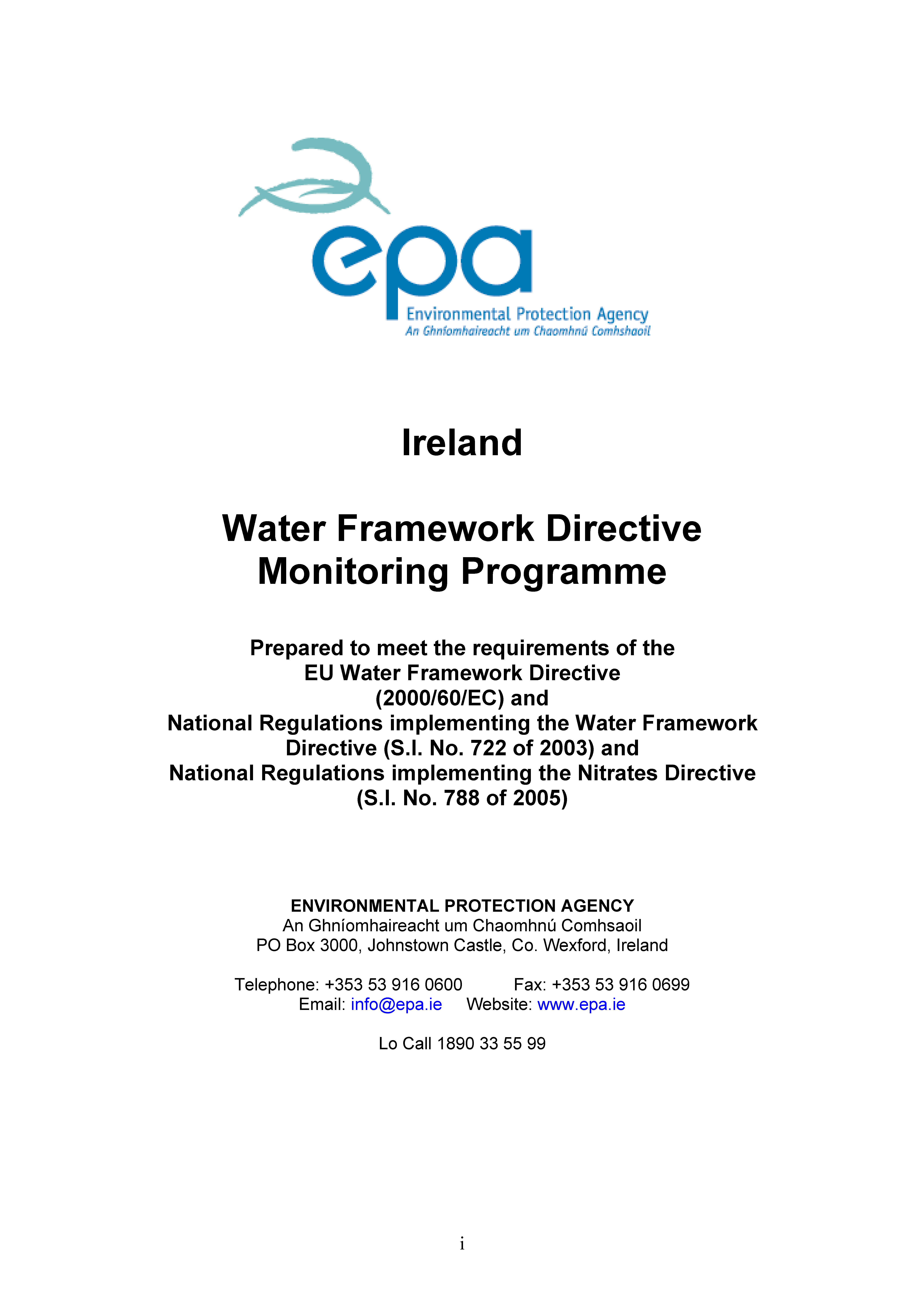 Cover from epa_water_wfd_monitoring_programme_main_report