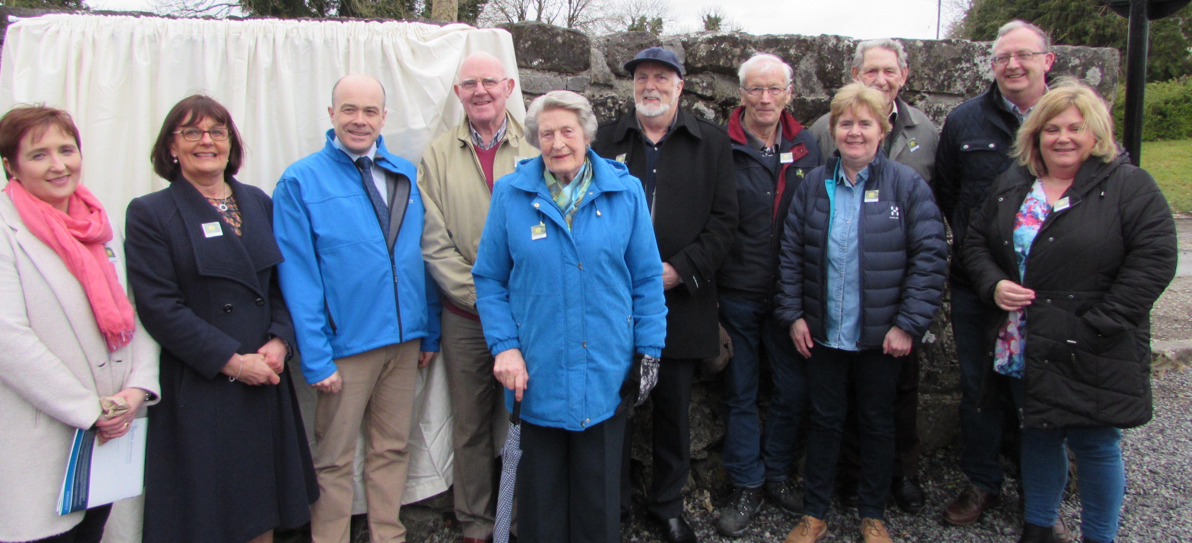 Kilteevan Tidy Towns Committee with Minister Naughton: Marguerite Croghan, Eileen Fahey, Denis Naughton, Minister for Communications Climate Acton and Environment, Joe Fox, Gertie Murphy Ray Clabby, Barney Donlon, Lena Coyle, Mattie Murphy, Hugh Brennan, Fiona Coen.