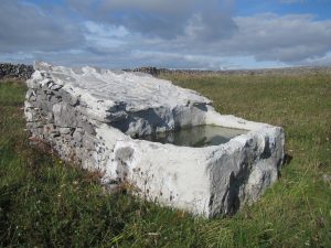 Water for grazing livestock is difficult to supply on the Aran Islands, so rain is collected through purpose built troughs.