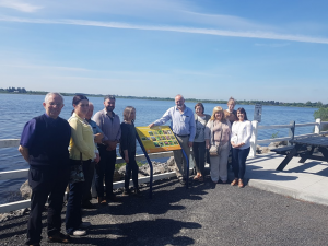Launch Picture. From left to right Father Paddy Mooney, Catherine Seale, Waters and Communities Office, John Niland, Glenamaddy Tidy Towns Des Joyce, local Councillor, Valerie Keaveney, Peter Keaveney Councillor, Louise Garvey, Helen Dunne, Margaret Keaveney and Breda Mulrennan CEED Section, Galway County Council.