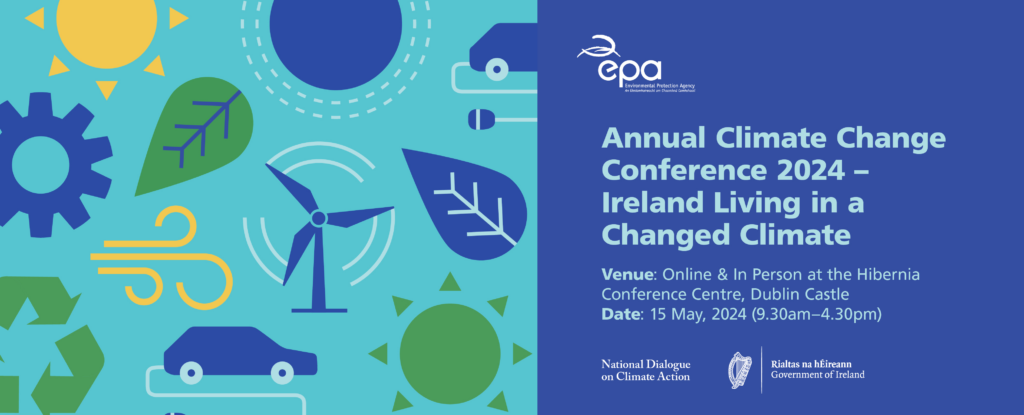 A banner for the annual EPA Climate Conference 23024 - Ireland living in a changed climate 