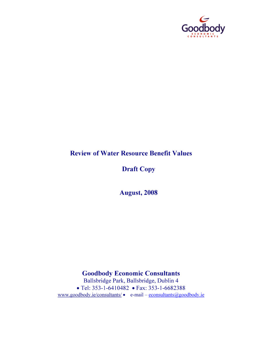 Review of Water Resource Benefit Values (2008)